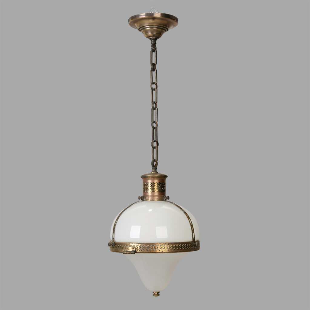 Brass Suspension Pendant Lamp, circa 1920