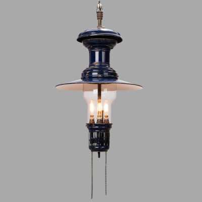 Gaz Pendant Light in Blue Enamelled Sheet, c.1880