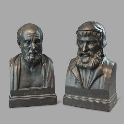 Hippocrate and Galien’s plaster busts