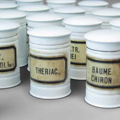 XIXth Century Porcelain Lidded Apothecary Jars