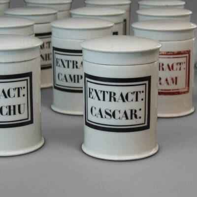 XIXth Century Porcelain Lidded Apothecary Jars