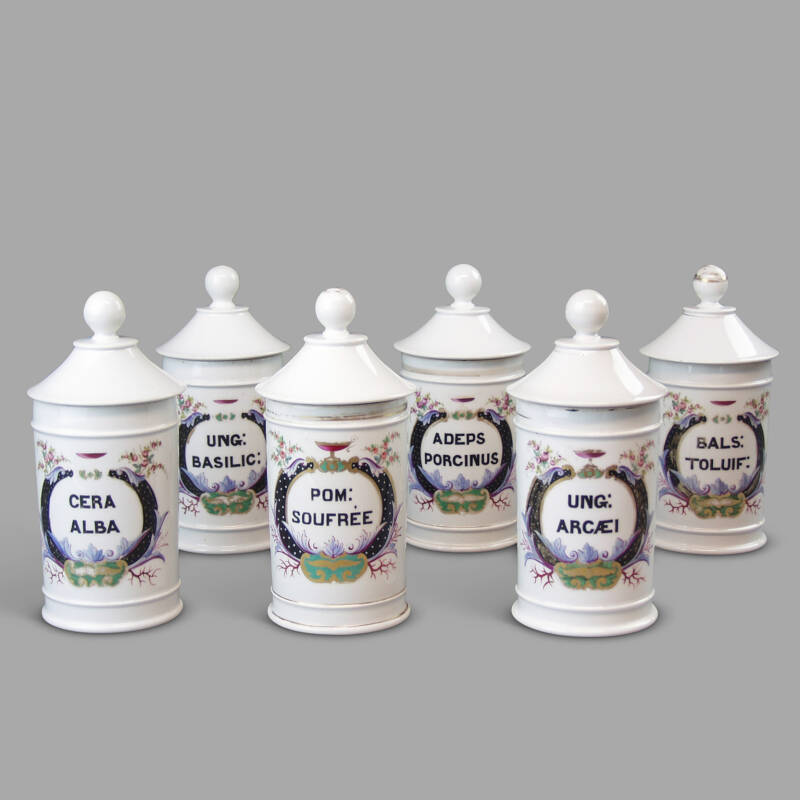 XIXth C. Porcelain Lidded Apothecary Jars