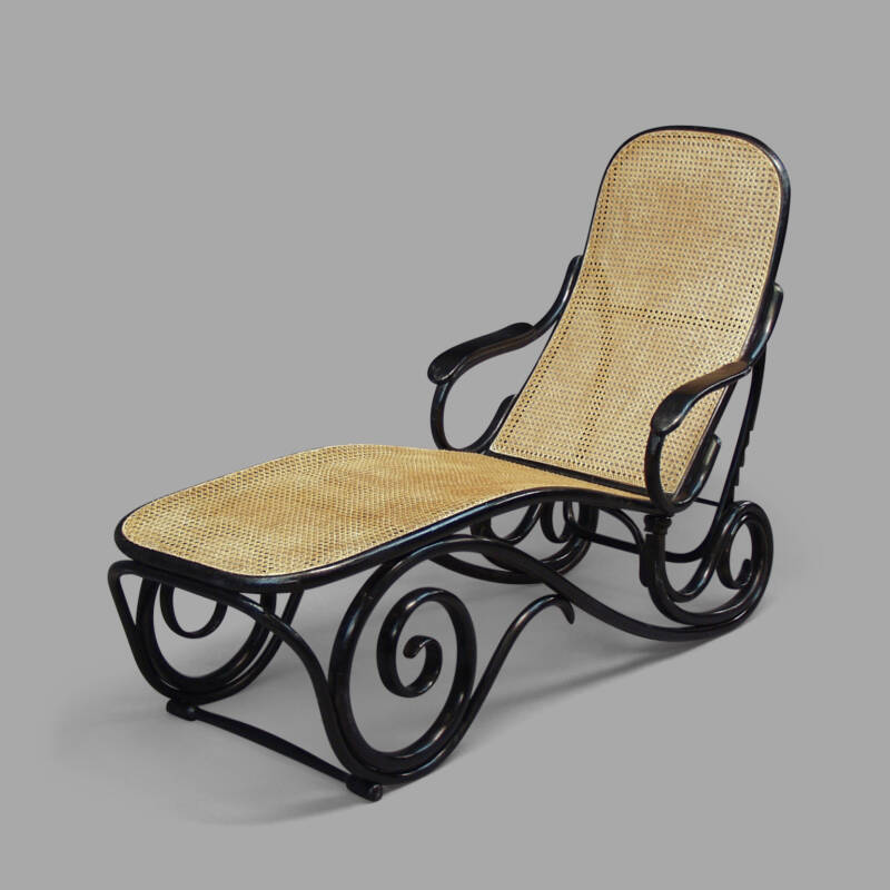 Chaise-longue Thonet en bois noirci