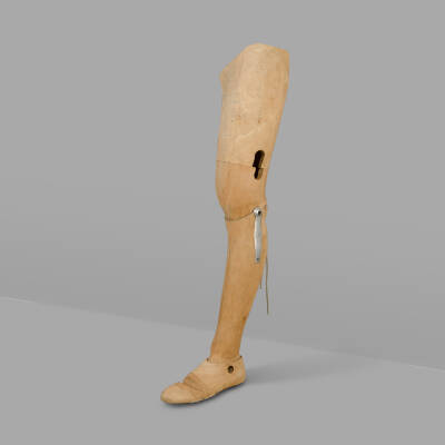 Draft Wooden Left Leg Prosthesis, c. 1930